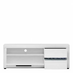 150x55x47 Hochglanz TV Element Mit LED Beleuchtung - Lerenca -Lana Sales 150x55x47 hochglanz tv element mit led beleuchtung in weiss mit schwarz lerenca 02