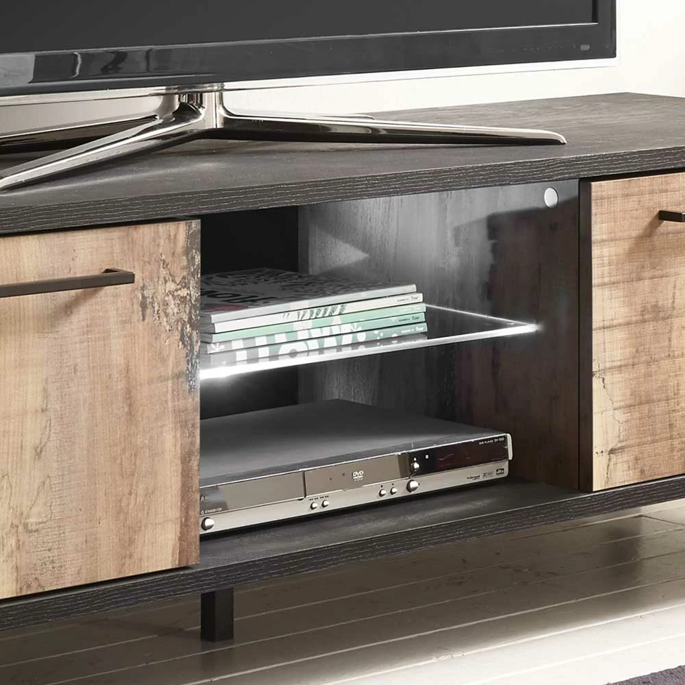 156x51x50 TV Unterschrank mit Fächern & Türen - Andicu 156x51x50 TV Unterschrank Mit Fächern & Türen - Andicu -Lana Sales 156x51x50 tv unterschrank mit faechern tueren in holz verwittert schwarz andicu 04