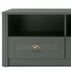 158x47x43 Landhaus TV Board In Dunkelgrün - Niestov -Lana Sales 158x47x43 landhaus tv board in dunkelgruen mit schubladen faechern niestov 05