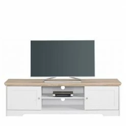 160x45x40 Cm TV Schrank In Weiß & Eichefarben - Akedra -Lana Sales 160x45x40 cm tv schrank in weiss eichefarben modernes landhaus akedra 02