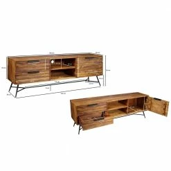 160x54x40 Lowboard Für TV Gerät Aus Holz - Dicna -Lana Sales 160x54x40 lowboard fuer tv geraet aus holz sheesham eisen in schwarz dicna 04