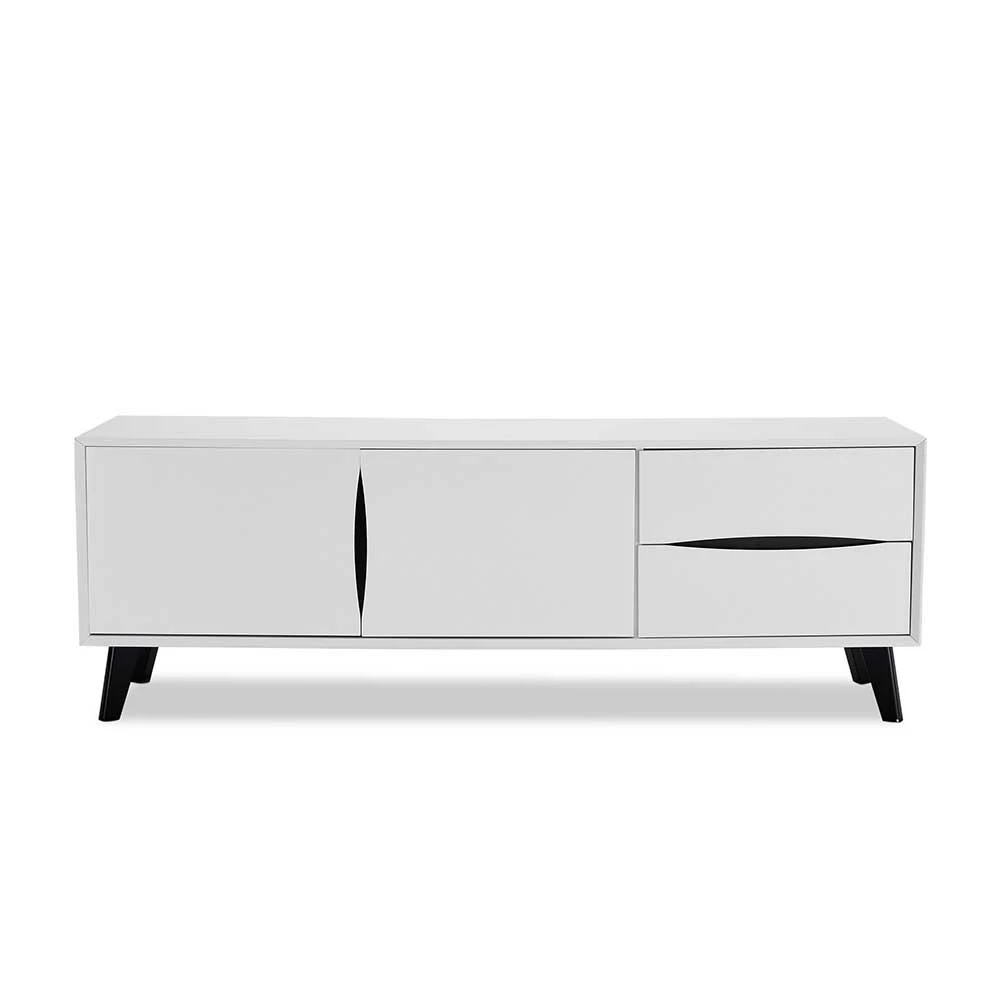 160x55x40 TV Lowboard In Weiß Mit Schwarz - Vasdov 5 160x55x40 TV Lowboard In Weiß Mit Schwarz - Vasdov – Bild 3