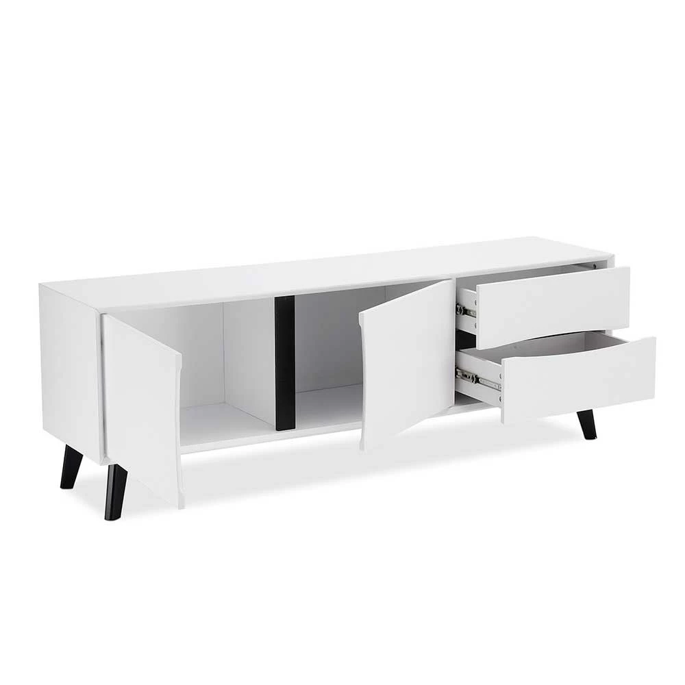 160x55x40 TV Lowboard In Weiß Mit Schwarz - Vasdov 6 160x55x40 TV Lowboard In Weiß Mit Schwarz - Vasdov – Bild 4