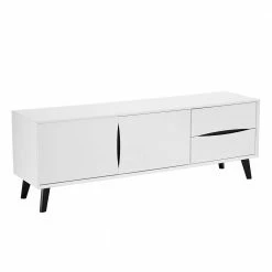 160x55x40 TV Lowboard In Weiß Mit Schwarz - Vasdov