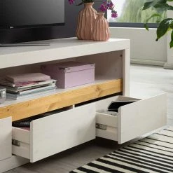 160x55x42 Cm TV Lowboard Aus Holz In Weiß - Meuvrun -Lana Sales 160x55x42 cm tv lowboard aus holz in weiss eichefarben kiefer meuvrun 04