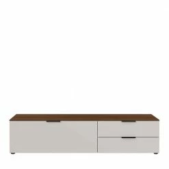 164x47x47 Lowboard In Hellgrau & Nussbaum - Anlogian -Lana Sales 164x47x47 lowboard in hellgrau nussbaum mit klappe 2 schubladen anlogian 02