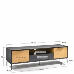 170x50x45 TV Lowboard Aus Metall & MDF - Dicunda 9 170x50x45 TV Lowboard Aus Metall & MDF - Dicunda -Lana Sales 170x50x45 tv lowboard aus metall mdf in schwarz eiche dicunda 02