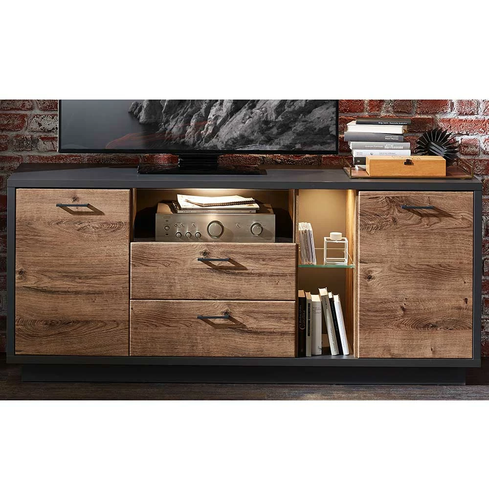 170x74x45 TV Element in Eiche dunkel & Grau - Maveira 170x74x45 TV Element In Eiche Dunkel & Grau - Maveira -Lana Sales 170x74x45 tv element in eiche dunkel grau mit viel stauraum maveira 01
