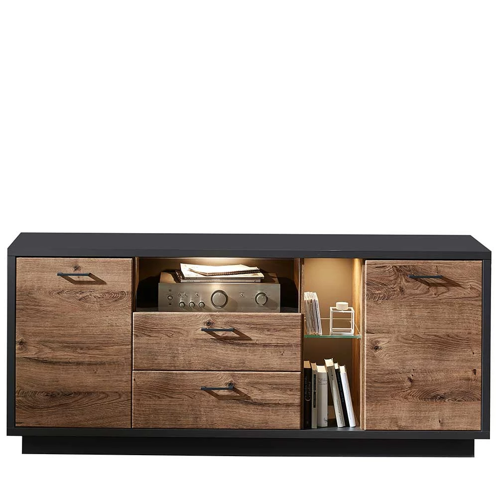 170x74x45 TV Element in Eiche dunkel & Grau - Maveira 170x74x45 TV Element In Eiche Dunkel & Grau - Maveira -Lana Sales 170x74x45 tv element in eiche dunkel grau mit viel stauraum maveira f