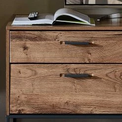 175x62x48 Lowboard Für Fernseher In Holz Optik - Xindus -Lana Sales 175x62x48 lowboard fuer fernseher in holz optik eiche dunkel mit metall grau xindus 03