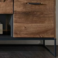 175x62x48 Lowboard Für Fernseher In Holz Optik - Xindus -Lana Sales 175x62x48 lowboard fuer fernseher in holz optik eiche dunkel mit metall grau xindus 04
