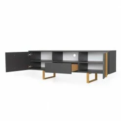 177x59x43 TV Unterschrank Im Skandi Design - Dravus -Lana Sales 177x59x43 tv unterschrank im skandi design in anthrazit eiche dravus 04
