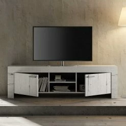 180cm TV Lowboard In Weißeiche - Izento -Lana Sales 180cm tv lowboard in weisseiche nachbildung mit 2 tueren izento 02