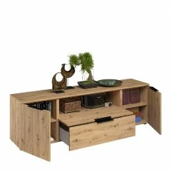 180x55x40 TV Unterschrank Mit Klappe & 2 Türen - Vunsci -Lana Sales 180x55x40 tv unterschrank mit klappe 2 tueren schublade in asteiche nb vunsci 03