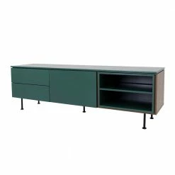 180x57x45 Lowboard In Dunkelgrün & Walnuss - Lesgon