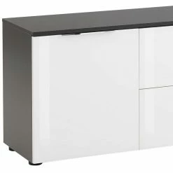181x55x40 Board Für TV In Weiß Glas & Anthrazit - Hemstri -Lana Sales 181x55x40 board fuer tv in weiss glas anthrazit mit metallgriffen hemstri 03