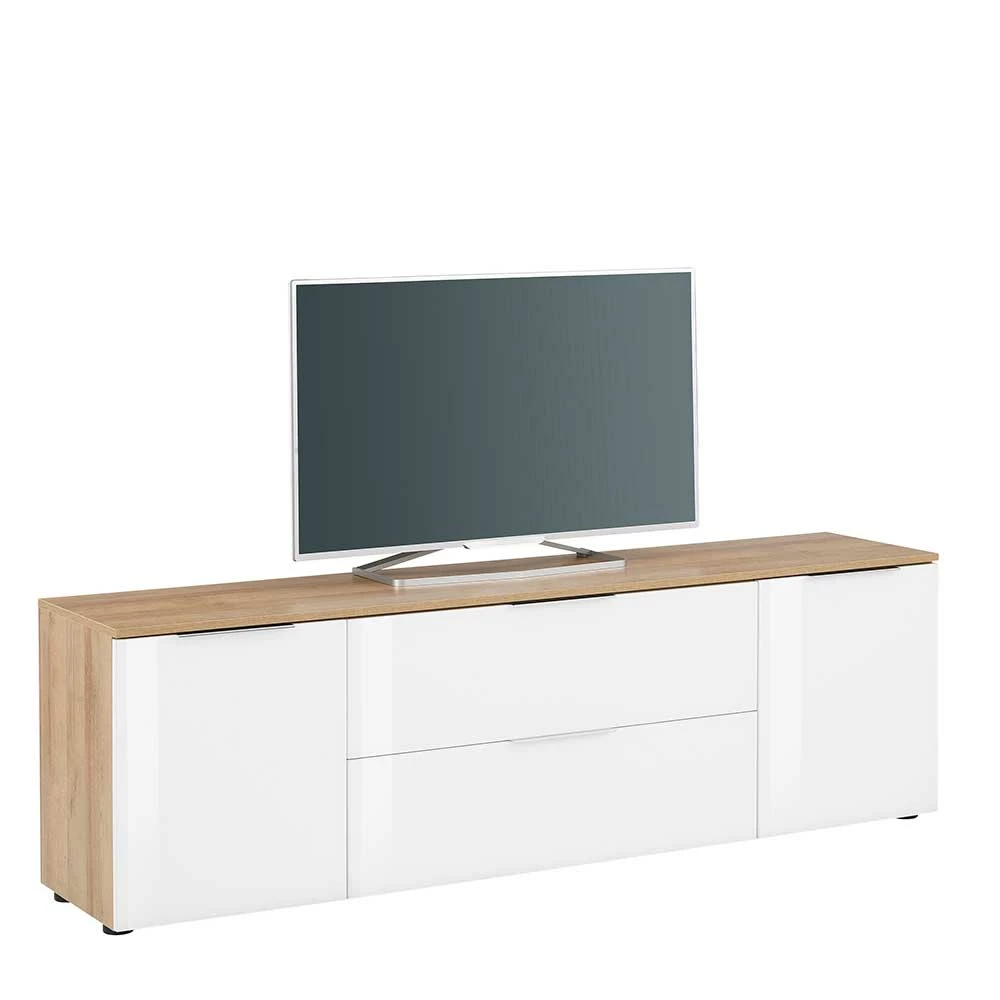 181x55x40 TV Element Modern In Weiß Glas - Ayfuna 4 181x55x40 TV Element Modern In Weiß Glas - Ayfuna – Bild 2