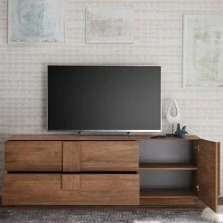 181x63x44 TV Kommode In Holzoptik - Basento -Lana Sales 181x63x44 tv kommode in holzoptik mit zwei schubladen tuer basento 02