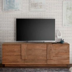 181x63x44 TV Lowboard Mit Drei Türen - Basento -Lana Sales 181x63x44 tv lowboard mit drei tueren in holzdekor natur basento 01