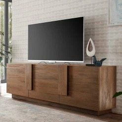 181x63x44 TV Lowboard Mit Drei Türen - Basento -Lana Sales 181x63x44 tv lowboard mit drei tueren in holzdekor natur basento 05