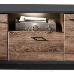 191x64x45 TV Lowboard In Eiche Dunkel & Grau - Maveira 10 191x64x45 TV Lowboard In Eiche Dunkel & Grau - Maveira -Lana Sales 191x64x45 tv lowboard in eiche dunkel grau 3 tuerig schublade faecher maveira 03