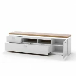 195 Cm Breites TV Board Mit LED Beleuchtung - Caldri -Lana Sales 195 cm breites tv board mit led beleuchtung in weiss wildeiche dekor caldri 03