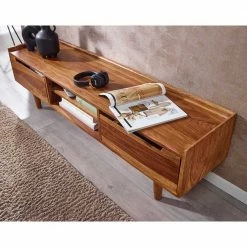 2-türiges TV Lowboard Mit Griffmulden - Placer -Lana Sales 2 tueriges tv lowboard mit griffmulden zwei faechern aus sheesham holz placer 02