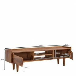 2-türiges TV Lowboard Mit Griffmulden - Placer -Lana Sales 2 tueriges tv lowboard mit griffmulden zwei faechern aus sheesham holz placer 05