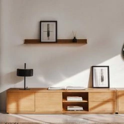 200x44x36 TV Board In Eiche Furnier - Elastian -Lana Sales 200x44x36 tv board in eiche furnier geradliniges design elastian 05