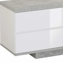 200x46x40 Design Lowboard In Weiß Hochglanz - Labienna -Lana Sales 200x46x40 design lowboard in weiss hochglanz beton dekor labienna 02
