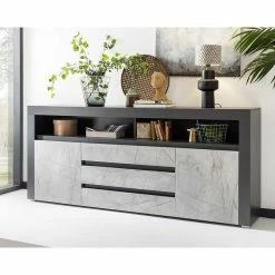 200x85x38 Design Sideboard In Marmoroptik Grau - Carsuva -Lana Sales 200x85x38 design sideboard in marmoroptik grau und anthrazit carsuva 02