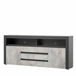 200x85x38 Design Sideboard In Marmoroptik Grau - Carsuva