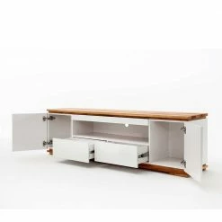 202x54x40 TV Unterschrank In Weiß & Asteiche - Vangels -Lana Sales 202x54x40 tv unterschrank in weiss asteiche mit viel stauraum vangels 04