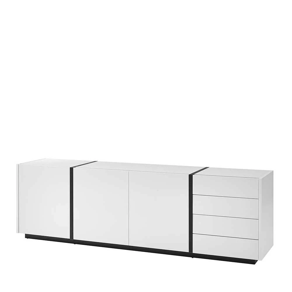 212 Cm Breites Sideboard In Weiß Mit Schwarz - Laucata 3 212 Cm Breites Sideboard In Weiß Mit Schwarz - Laucata