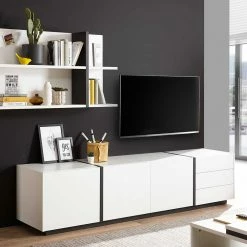 212x50x45 TV Board Mit Drei Schubladen - Laucata 12 212x50x45 TV Board Mit Drei Schubladen - Laucata -Lana Sales 212x50x45 tv board mit drei schubladen drei tueren in weiss schwarz laucata 04