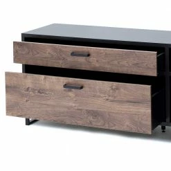 220 Cm Breites Lowboard Für TV In Dunklem Eiche Dekor - Emjedov -Lana Sales 220 cm breites lowboard fuer tv in dunklem eiche dekor und grau emjedov 04