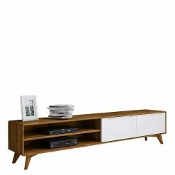 220 Cm Langes TV Lowboard In Wildeiche Mit Weiß - Diesta I