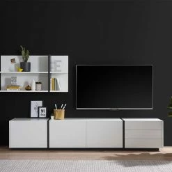 252x50x45 Modernes Lowboard In Weiß - Laucata -Lana Sales 252x50x45 modernes lowboard in weiss und schwarz laucata 03