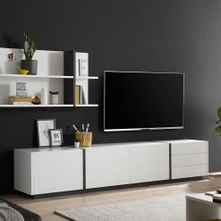 252x50x45 Modernes Lowboard In Weiß - Laucata -Lana Sales 252x50x45 modernes lowboard in weiss und schwarz laucata 04