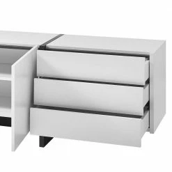 252x60x45 Wohnzimmer Lowboard In Weiß - Laucata -Lana Sales 252x60x45 wohnzimmer lowboard in weiss mit schwarz laucata 05