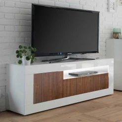 3-türiges TV Board In Nussbaum Dekor - Heres -Lana Sales 3 tueriges tv board in nussbaum dekor weiss hochglanz 138x56x43 heres 03