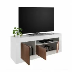 3-türiges TV Board In Nussbaum Dekor - Heres -Lana Sales 3 tueriges tv board in nussbaum dekor weiss hochglanz 138x56x43 heres 04