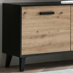 3-türiges TV Lowboard In Wildeiche Holzdekor - Paniera -Lana Sales 3 tueriges tv lowboard in wildeiche holzdekor und schwarz paniera 04