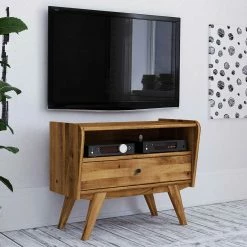 80x63x40 Midcentury TV Tisch Aus Holz - Hardus -Lana Sales 80x63x40 midcentury tv tisch aus holz wildeiche mit fach schublade hardus 02