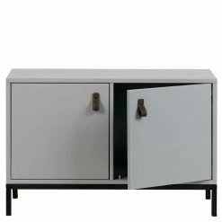 81x53x35 TV Unterschrank In Grau Aus Kiefer - Lanik -Lana Sales 81x53x35 tv unterschrank in grau aus kiefer schwarz metall 2 tuerig lanik 02