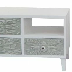 85x46x39 TV Board In Weiß & Grün - Contos -Lana Sales 85x46x39 tv board in weiss gruen mit floralem muster contos 03