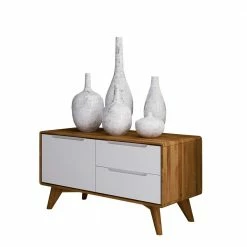 90x48x40 Kleine Kommode In Wildeiche & Weiß - Diesta