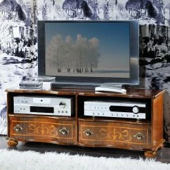 Barock TV Board In Nussbaum Agosto Mit 2 Schubladen