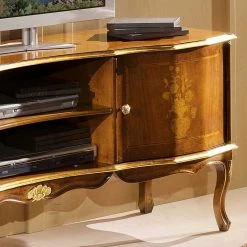 Barock TV Lowboard Mit Blattgold Venerdina In Nussbaumfarben -Lana Sales barock tv lowboard mit blattgold in nussbaumfarben venerdina 03