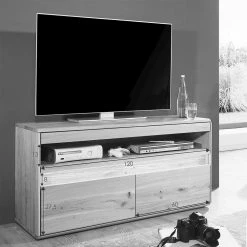 Beleuchtetes TV Element Aus Massiver Wildeiche - Acmida -Lana Sales beleuchtetes tv element aus massiver wildeiche mit fach 2 tueren acmida 05 1